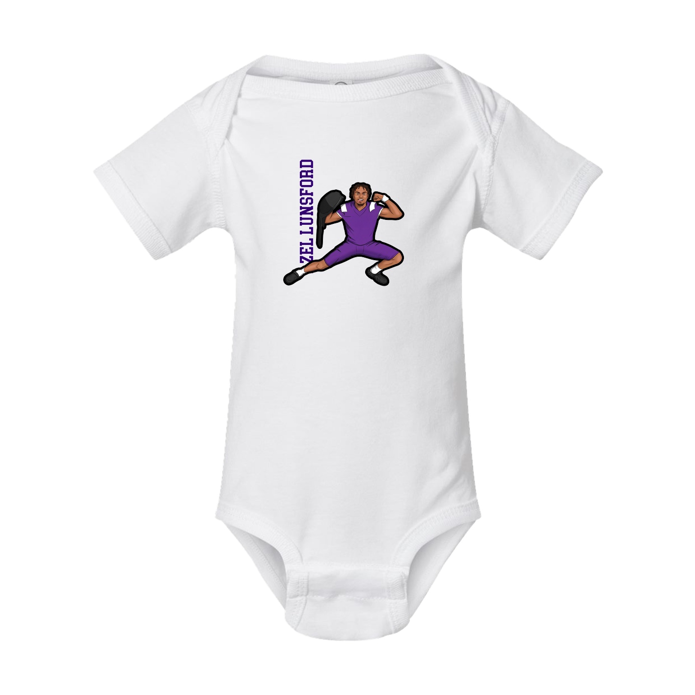 Baby Onesie — Name Vertical in White