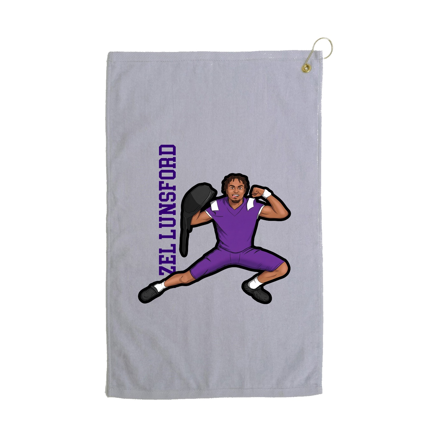Golf Towel — Name Vertical in Grey