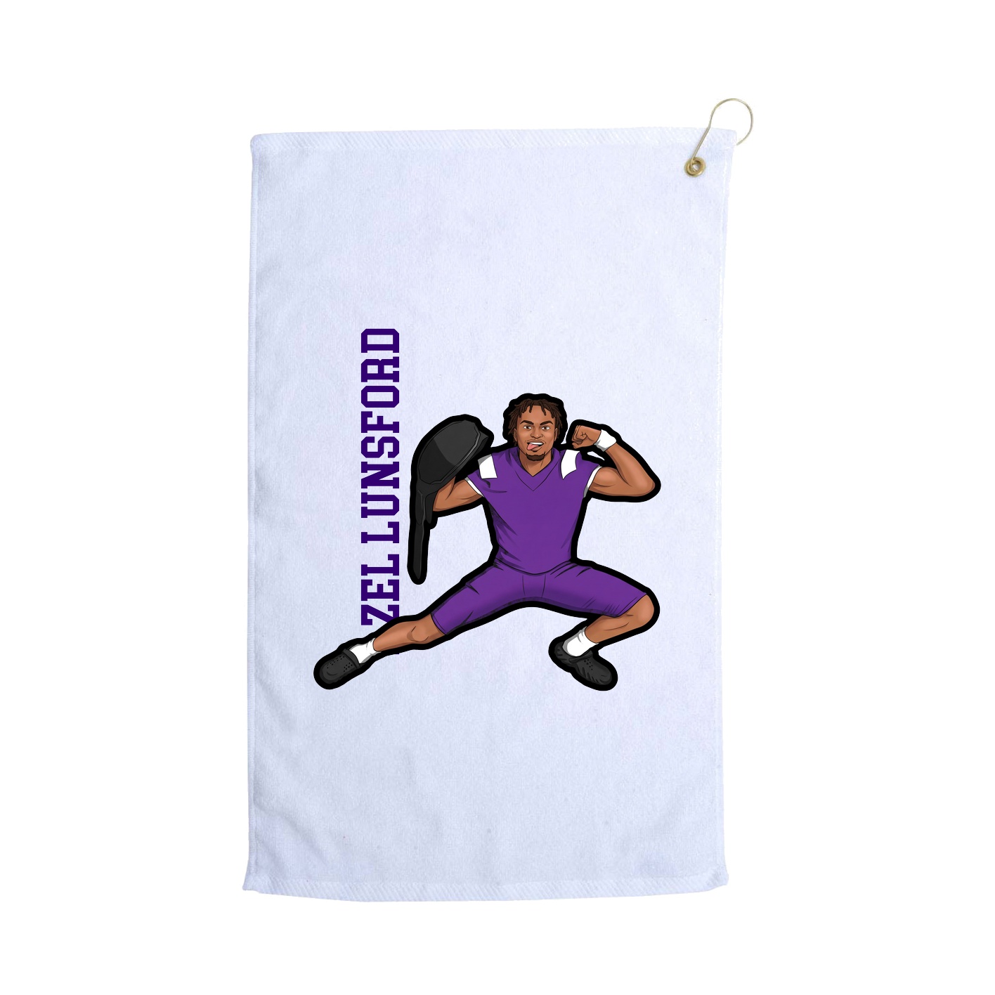 Golf Towel — Name Vertical in White