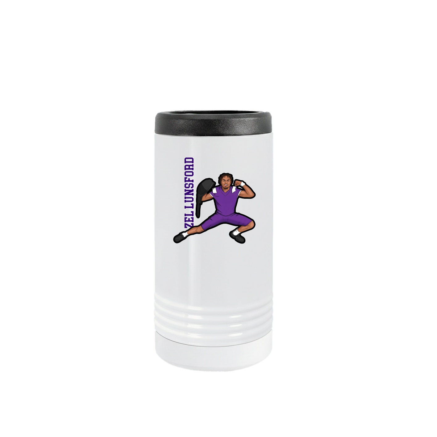 Slim Beverage Holder — Name Vertical in White