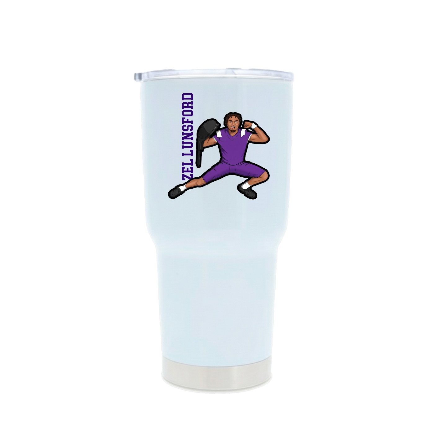 30oz Stainless Steel Tumbler — Name Vertical in White