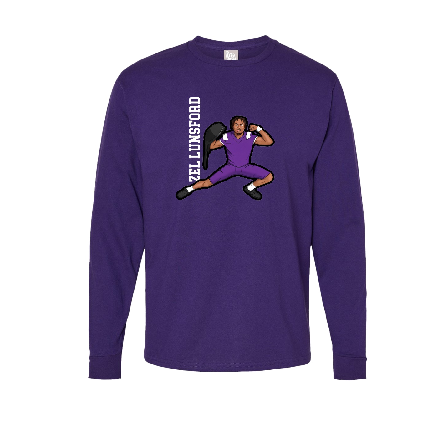 Long Sleeve Tee — Name Vertical in Purple