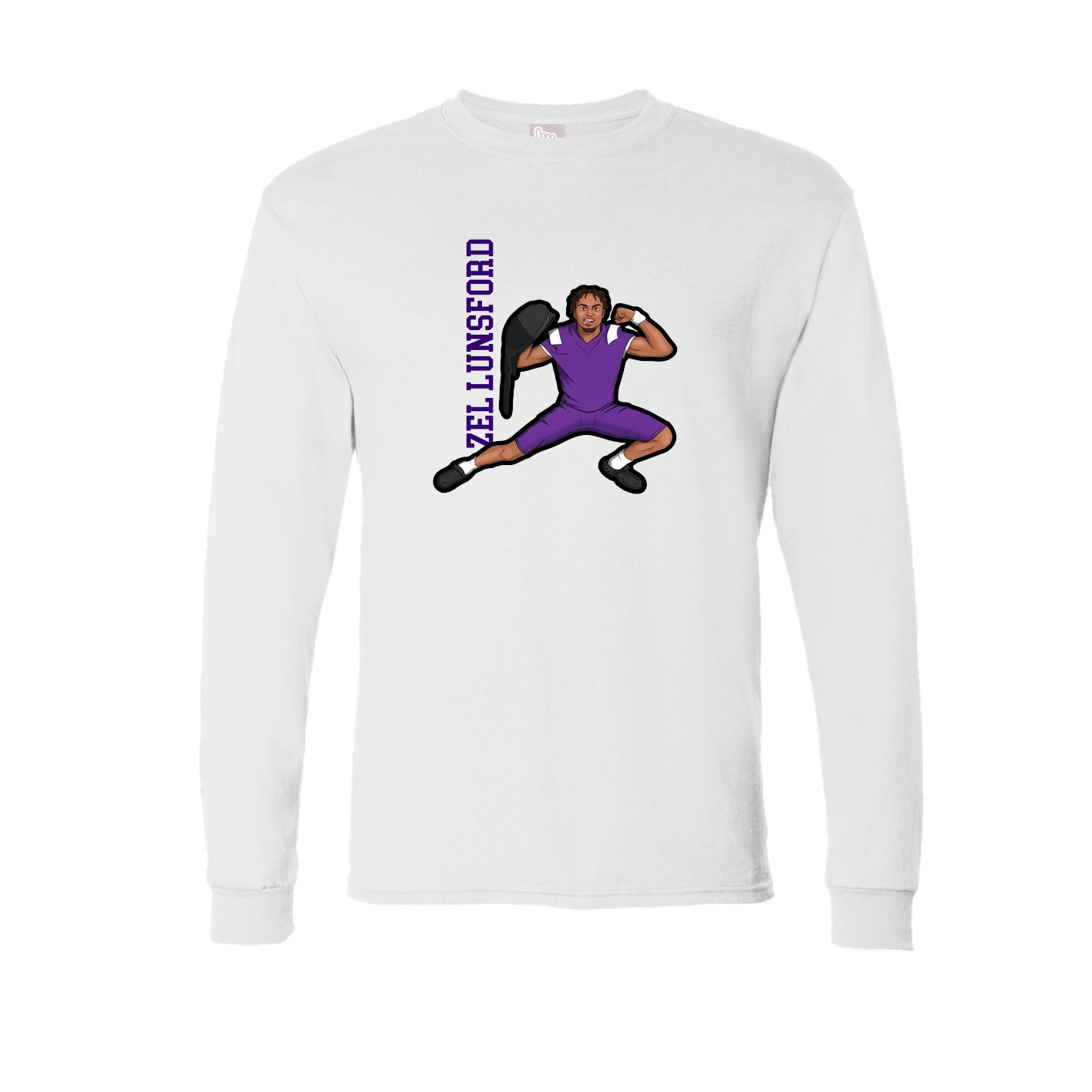 Long Sleeve Tee — Name Vertical in White