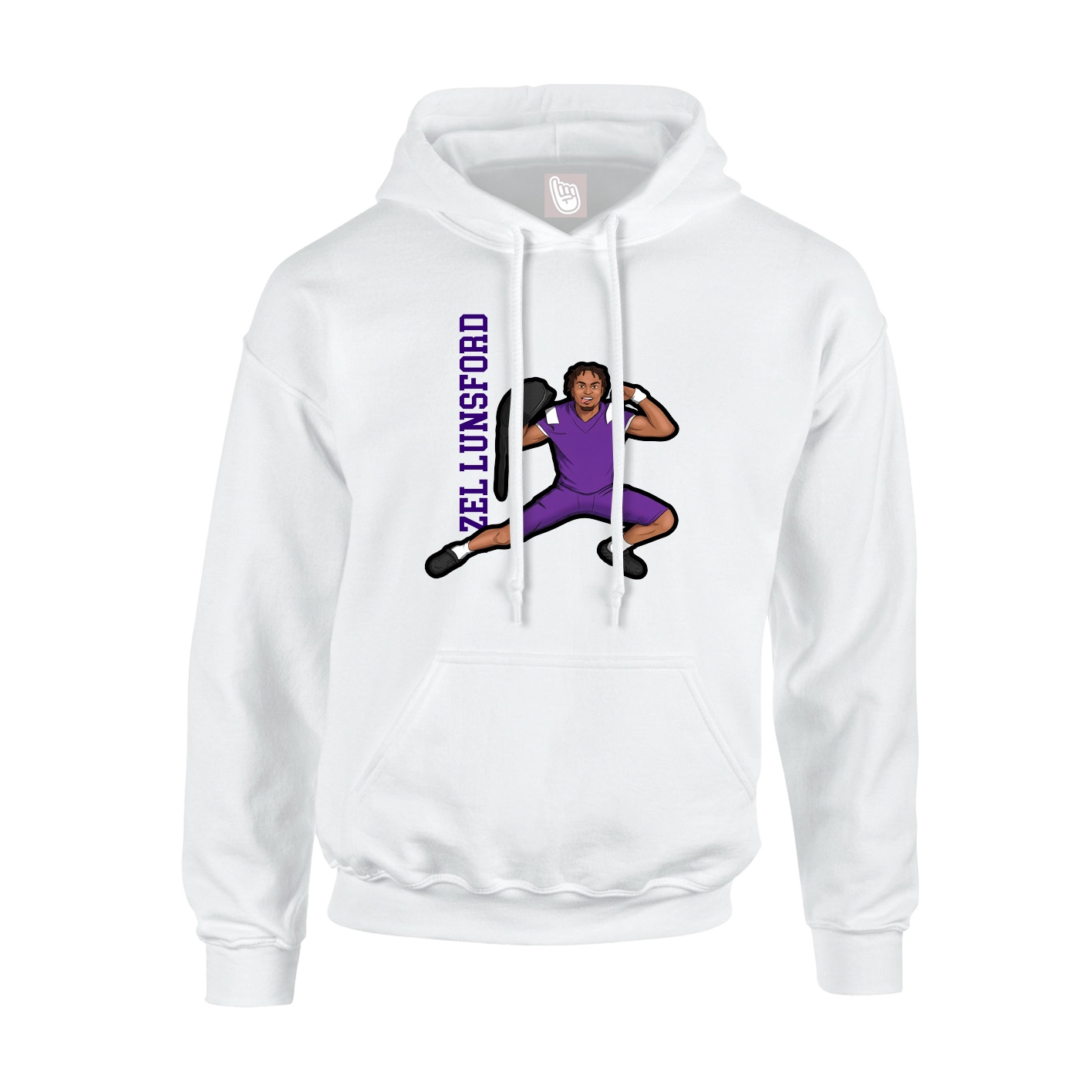 Youth Hoodie — Name Vertical in White