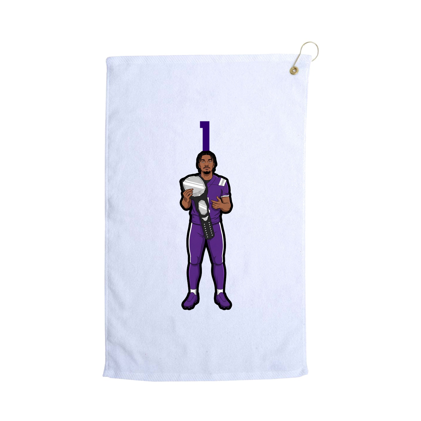 Golf Towel — Number Top in White