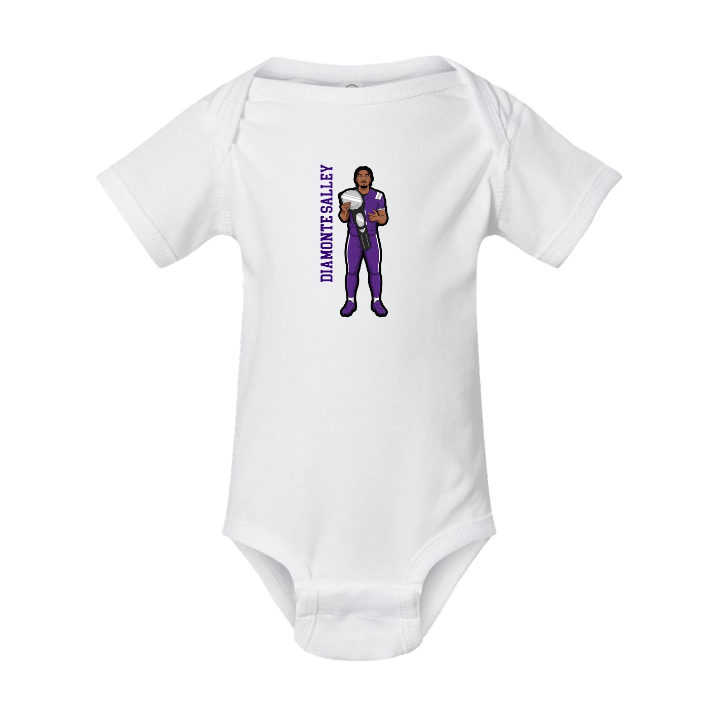 Baby Onesie — Name Vertical in White