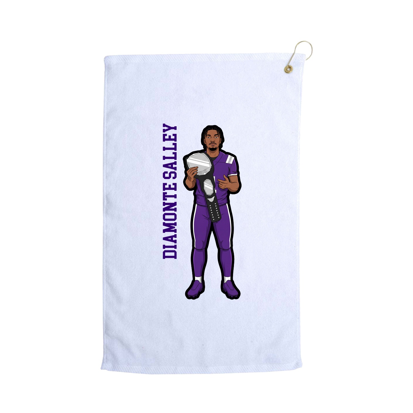 Golf Towel — Name Vertical in White