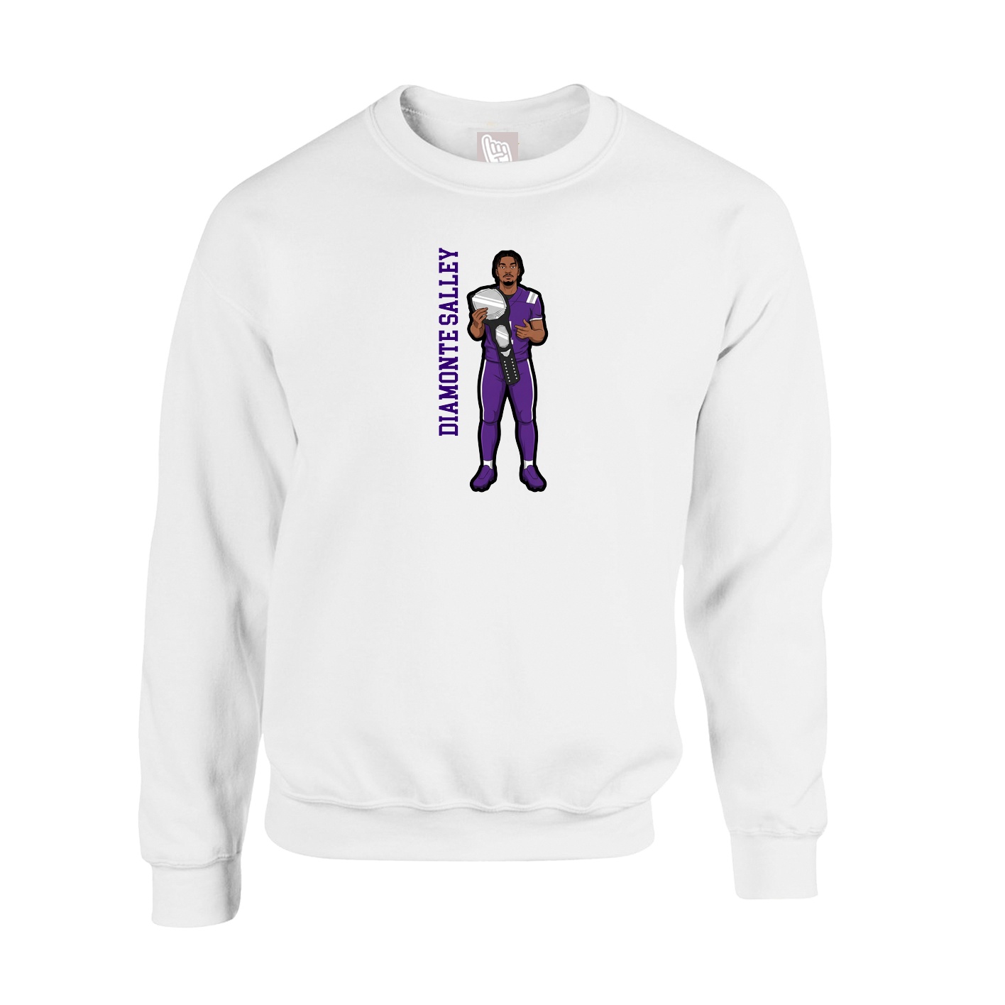 Fleece Crew — Name Vertical in White
