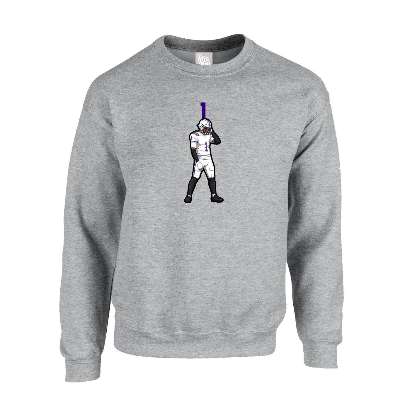 Fleece Crew — Number Top in Grey