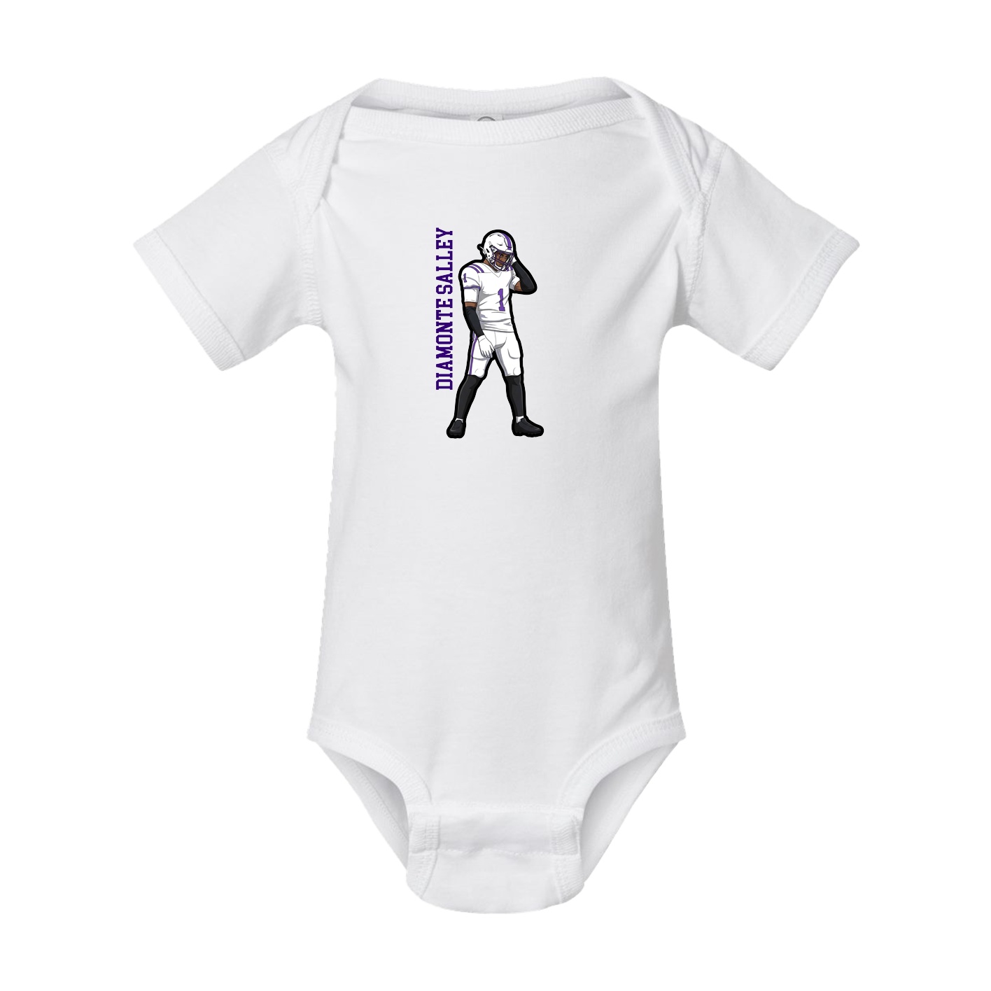 Baby Onesie — Name Vertical in White