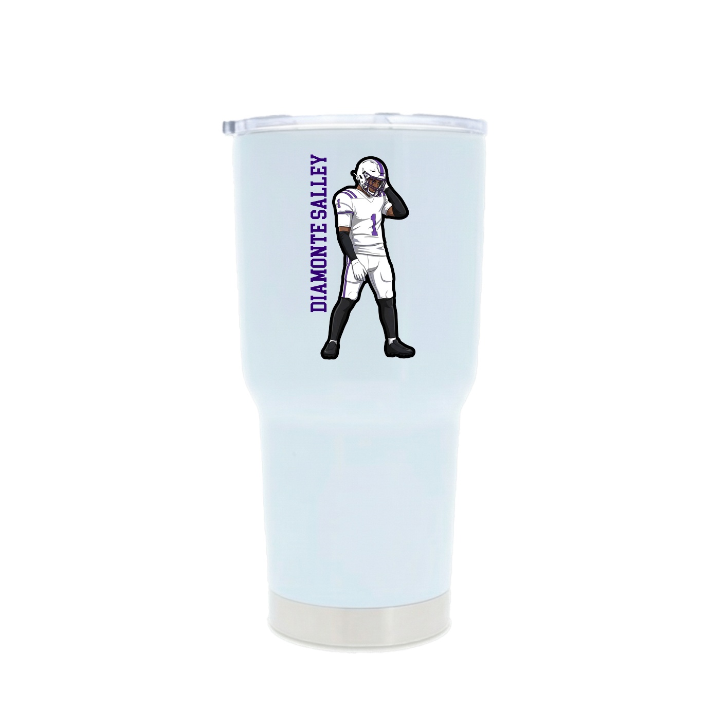 30oz Stainless Steel Tumbler — Name Vertical in White