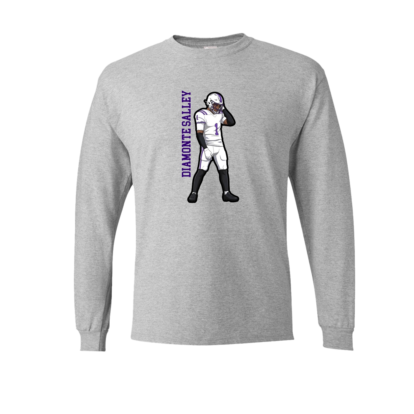 Long Sleeve Tee — Name Vertical in Grey