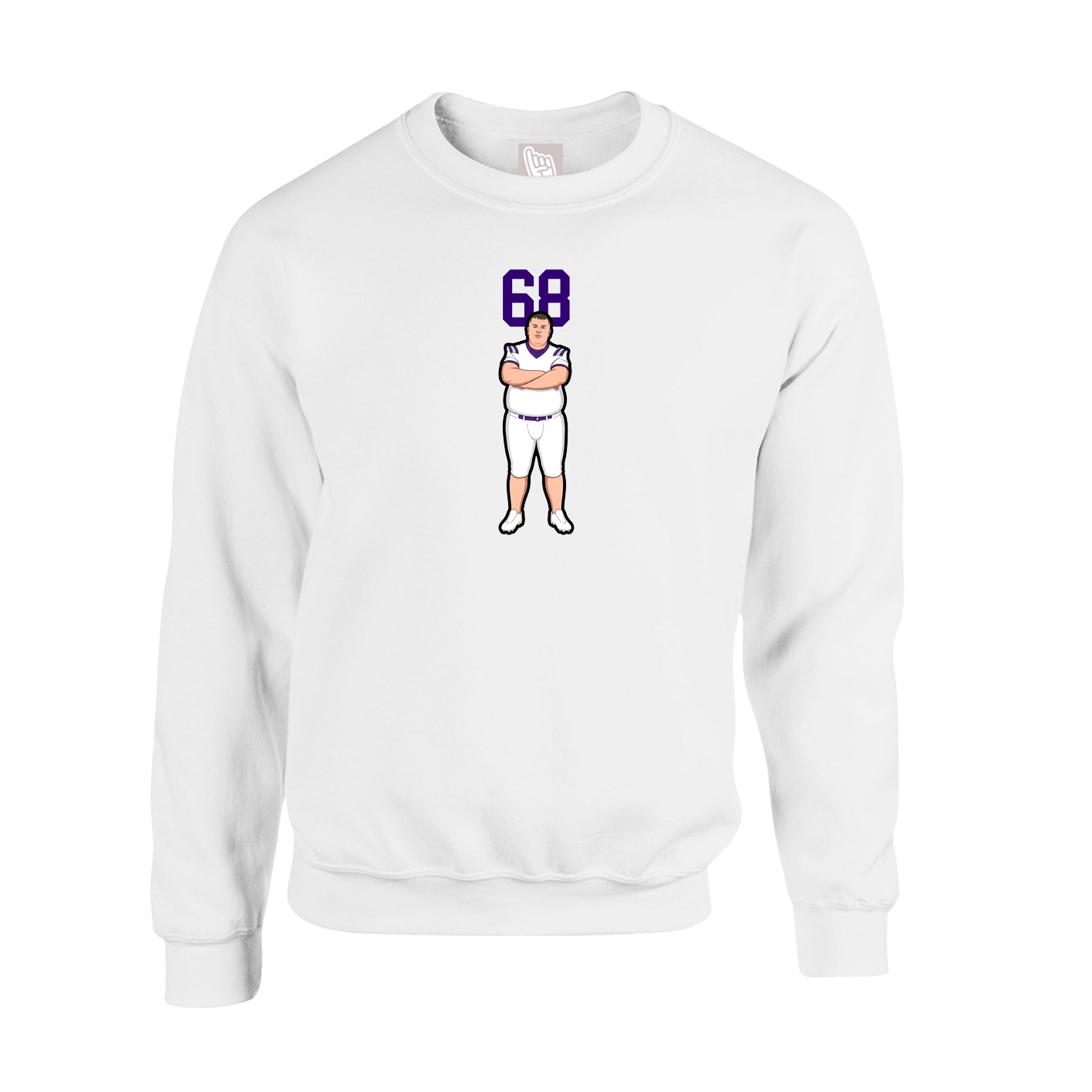 Fleece Crew — Number Top in White