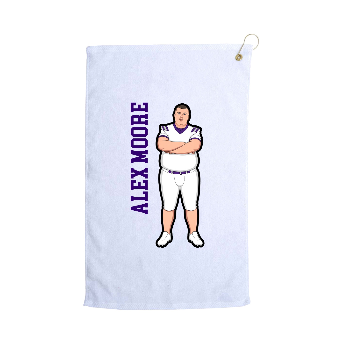 Golf Towel — Name Vertical in White