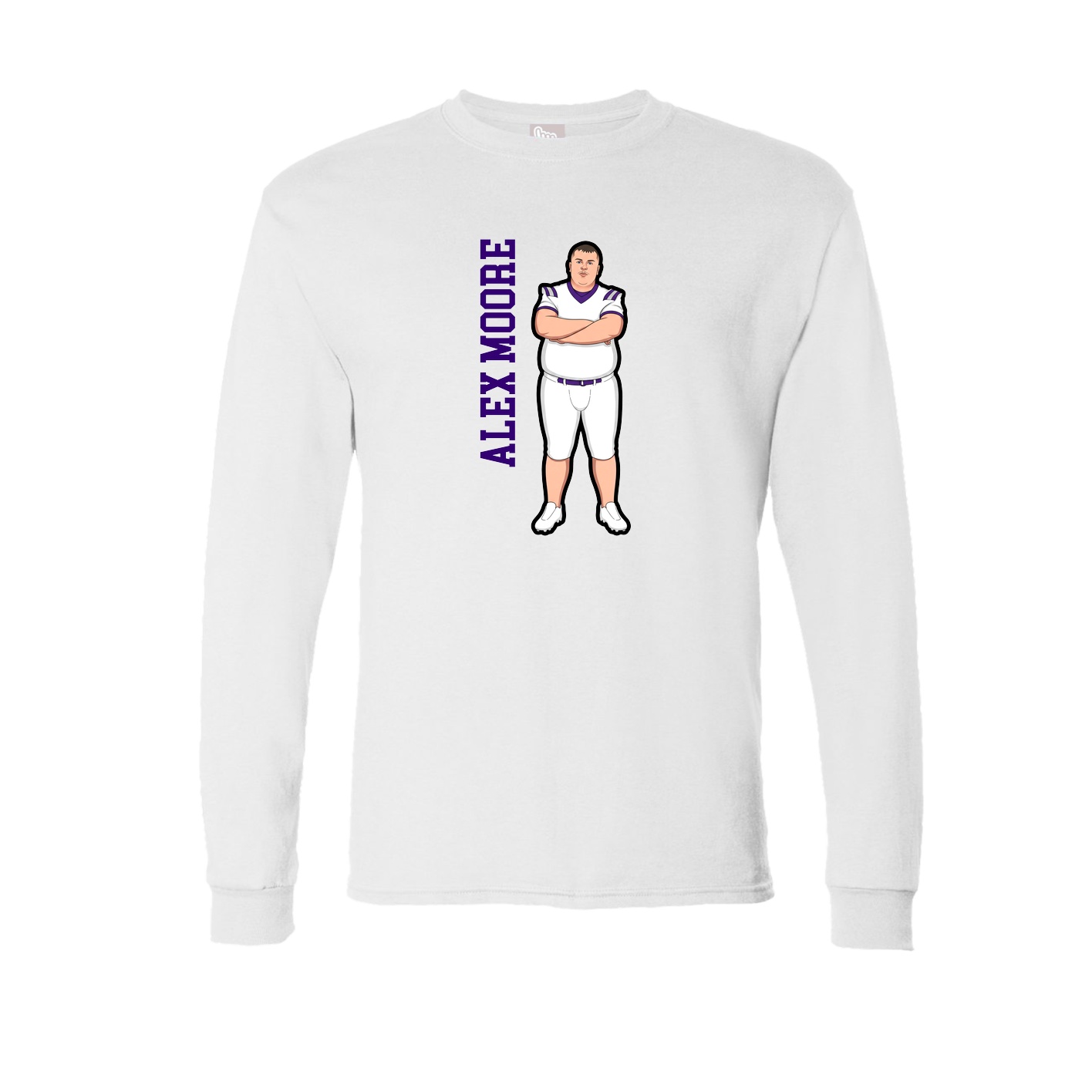 Long Sleeve Tee — Name Vertical in White