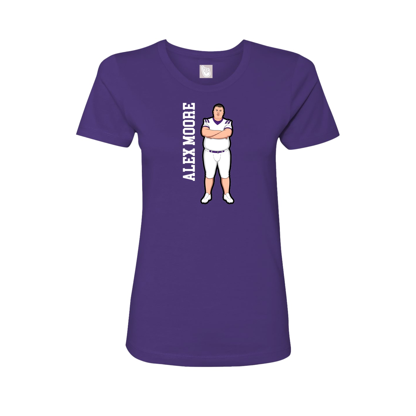 Fitted Women's Tee — Name Vertical in Purple