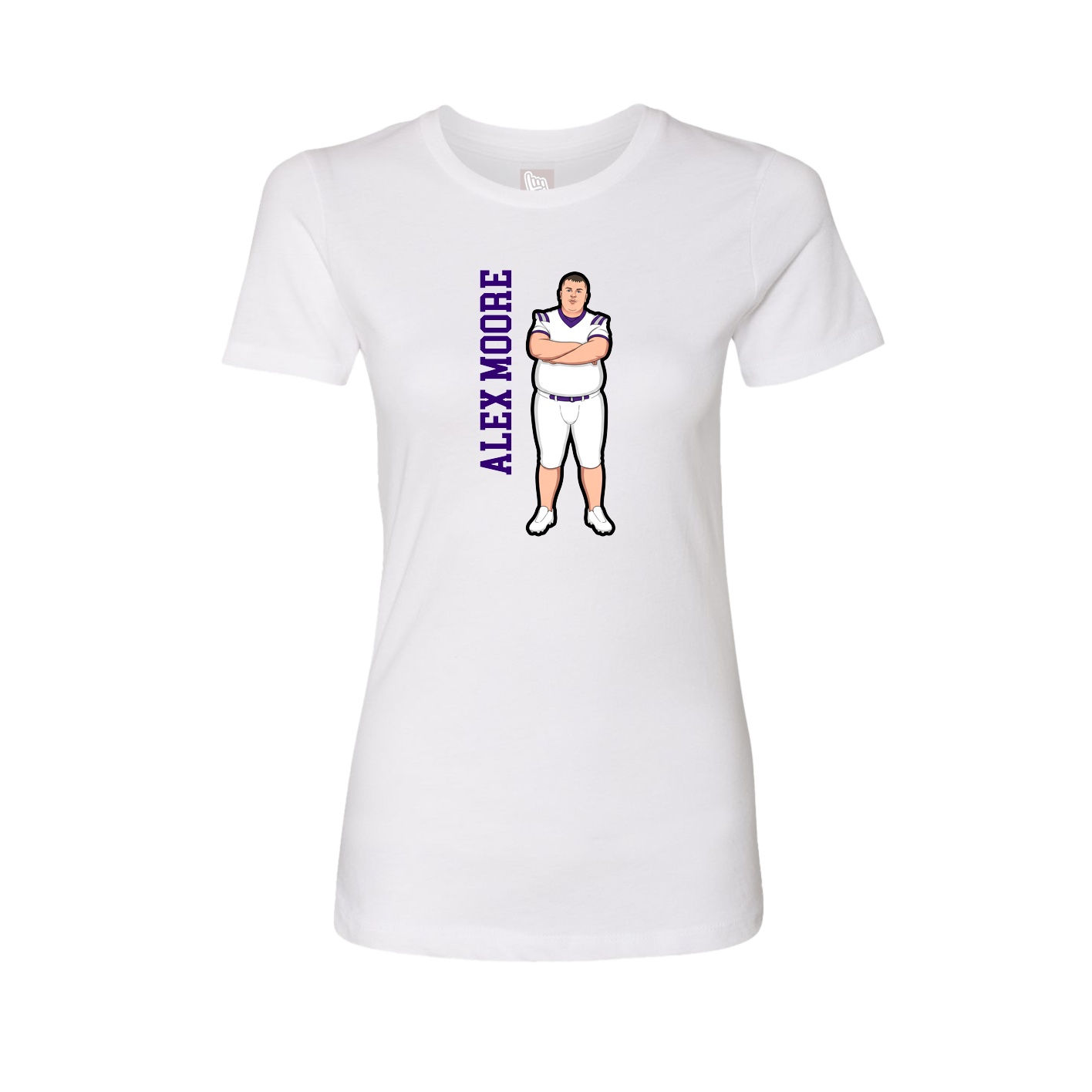 Womens Tee — Name Vertical in White