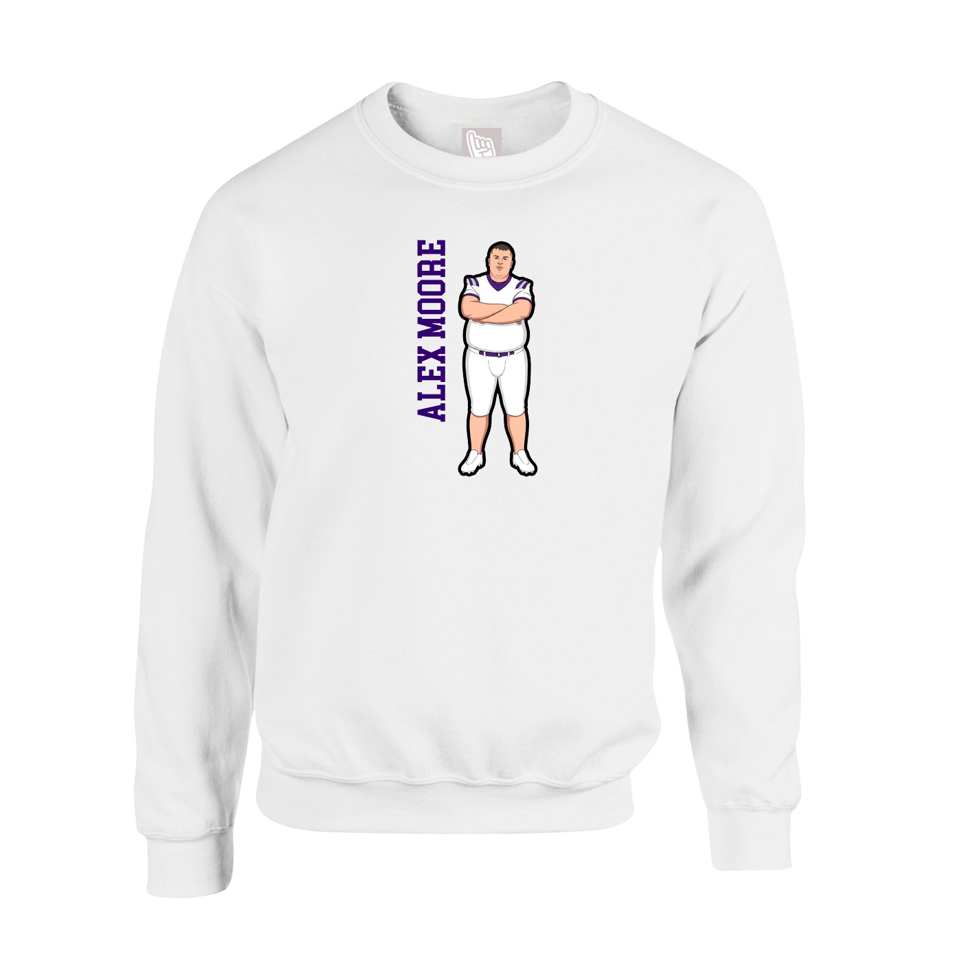 Fleece Crew — Name Vertical in White