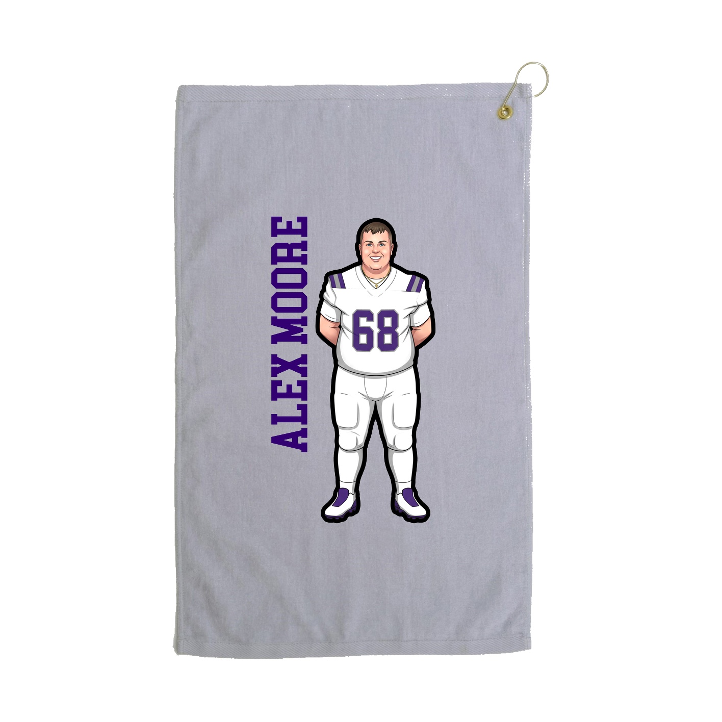 Golf Towel — Name Vertical in Grey