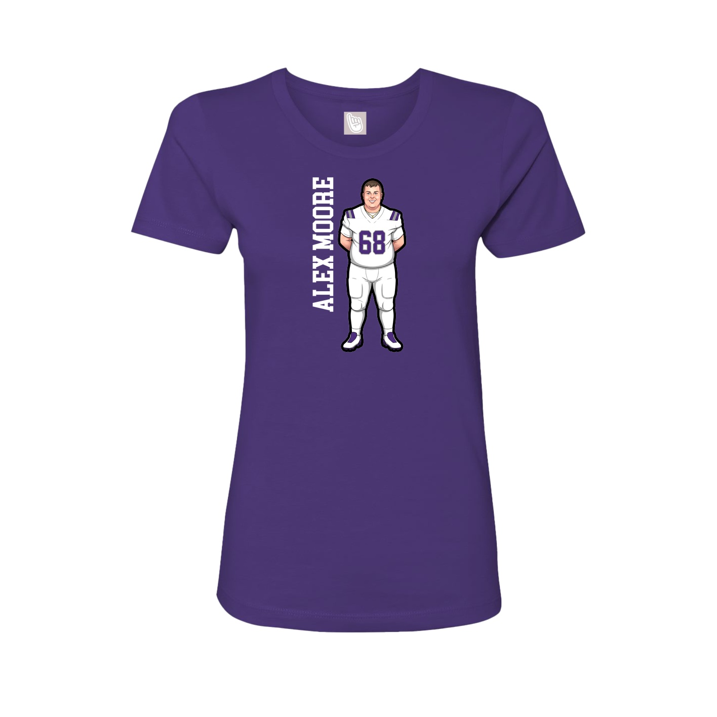 Womens Tee — Name Vertical in Purple