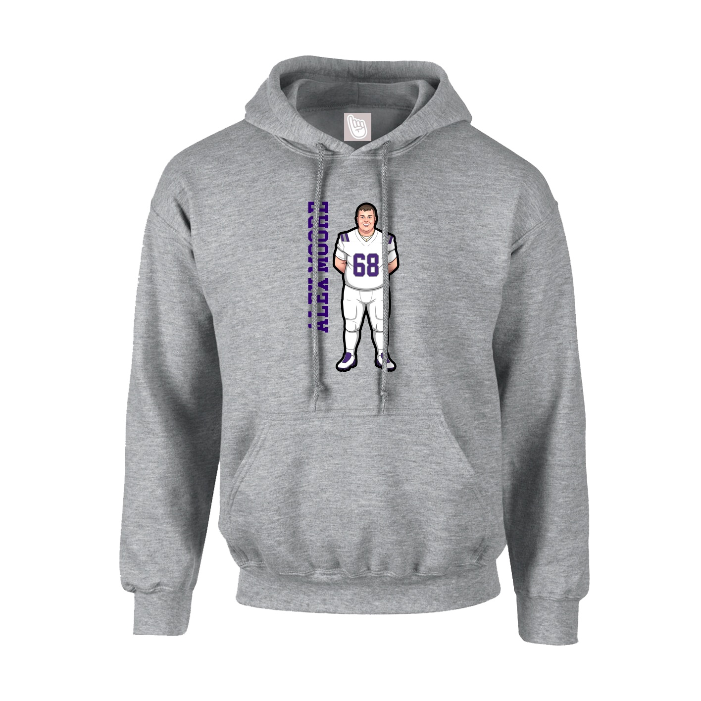 Hoodie — Name Vertical in Grey