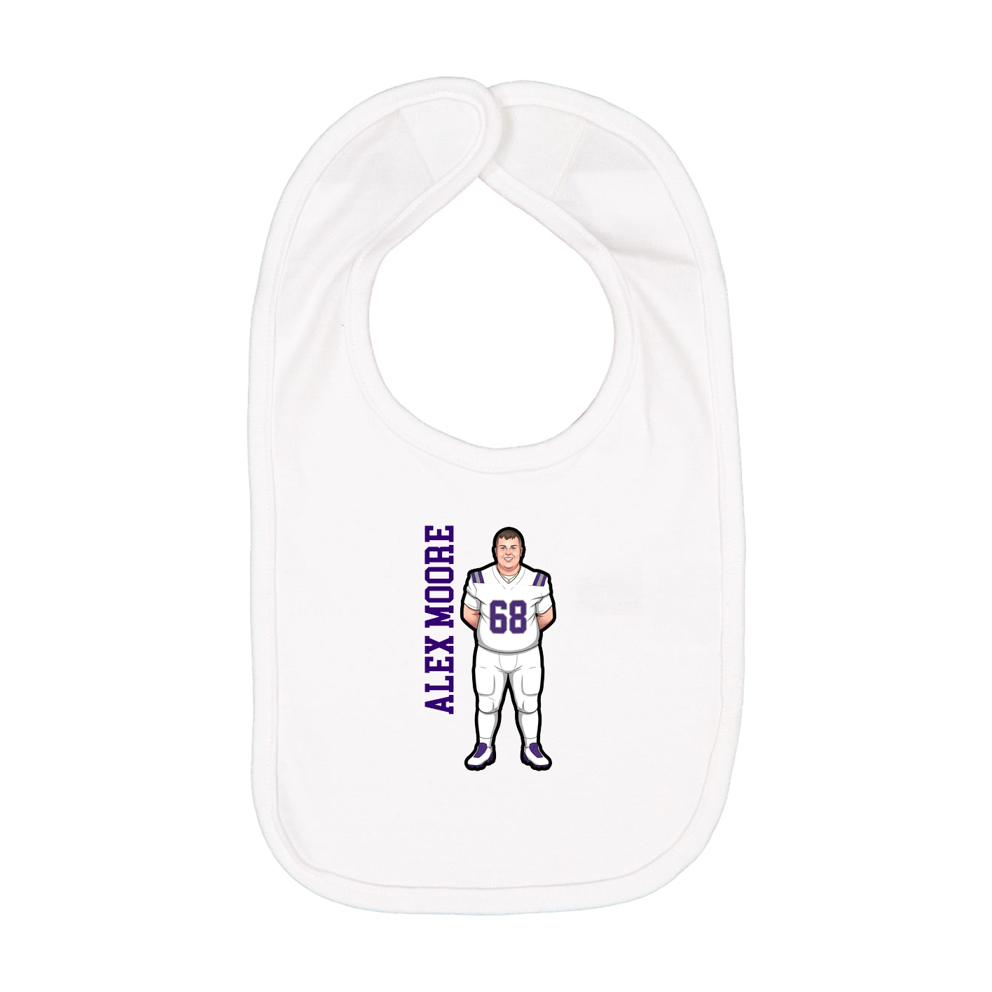Infant Bib — Name Vertical in White