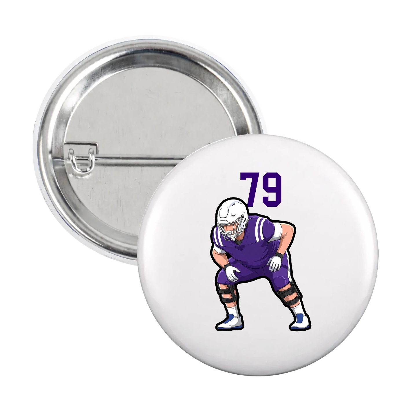 Game Day Button — Number Top in White