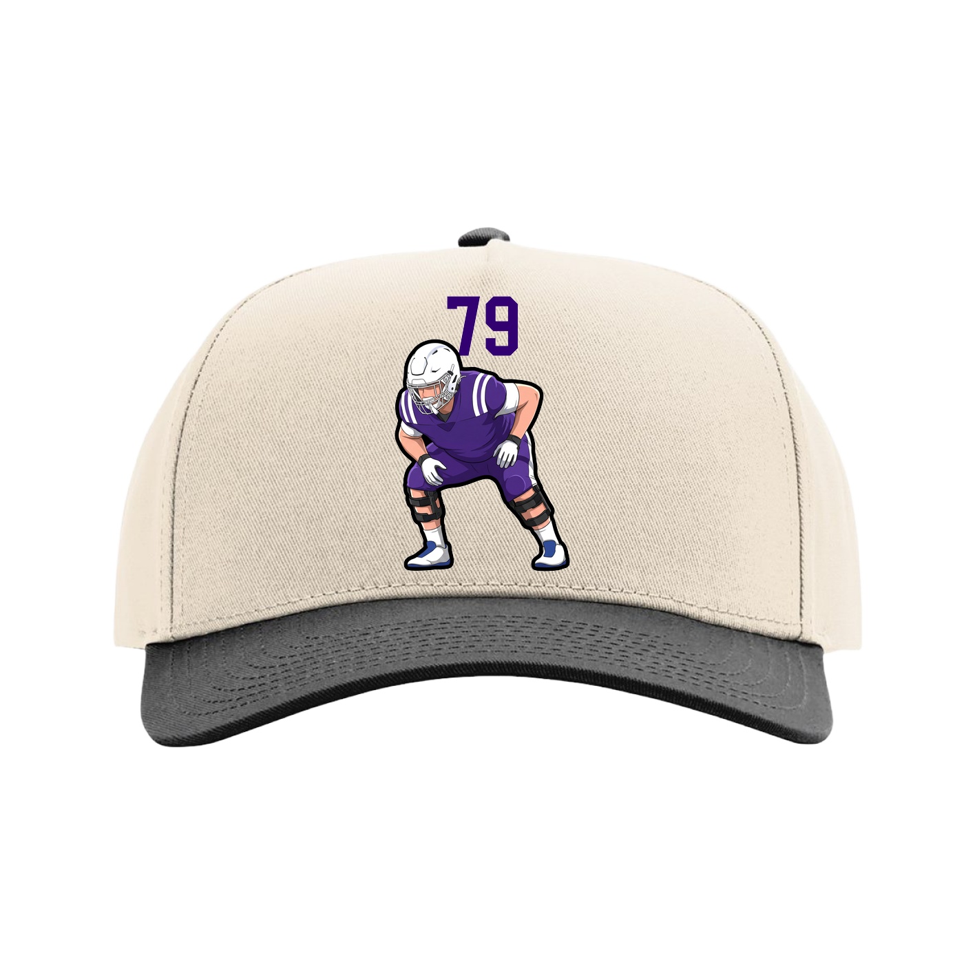Full Fabric Five-Panel Champ Cap — Number Top in Cream/Black