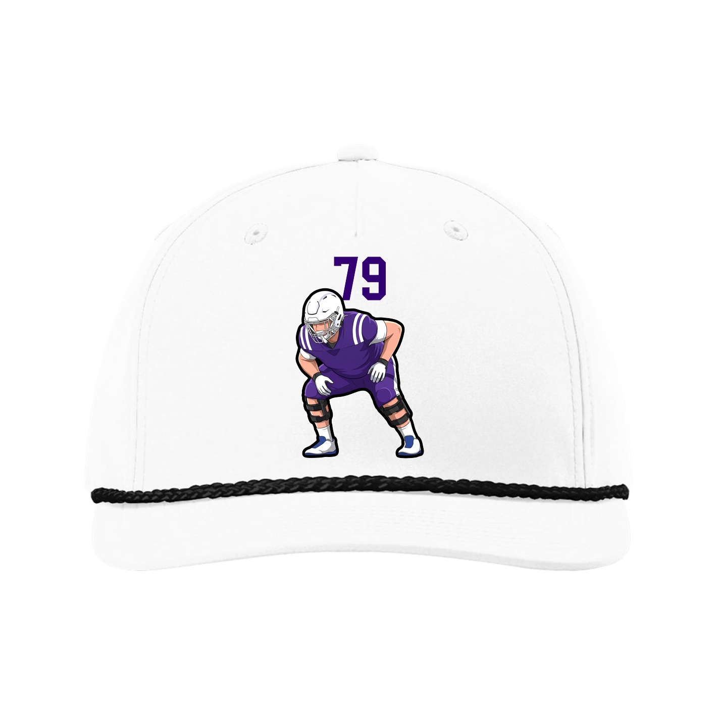 Five-Panel Classic Rope Cap — Number Top in White
