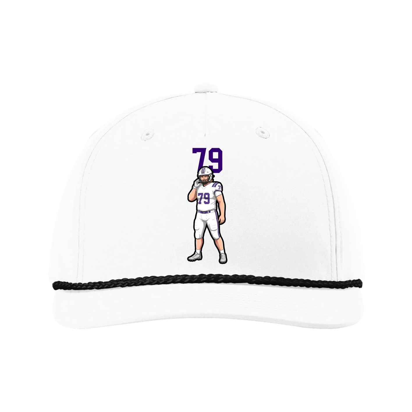 Five-Panel Classic Rope Cap — Number Top in White