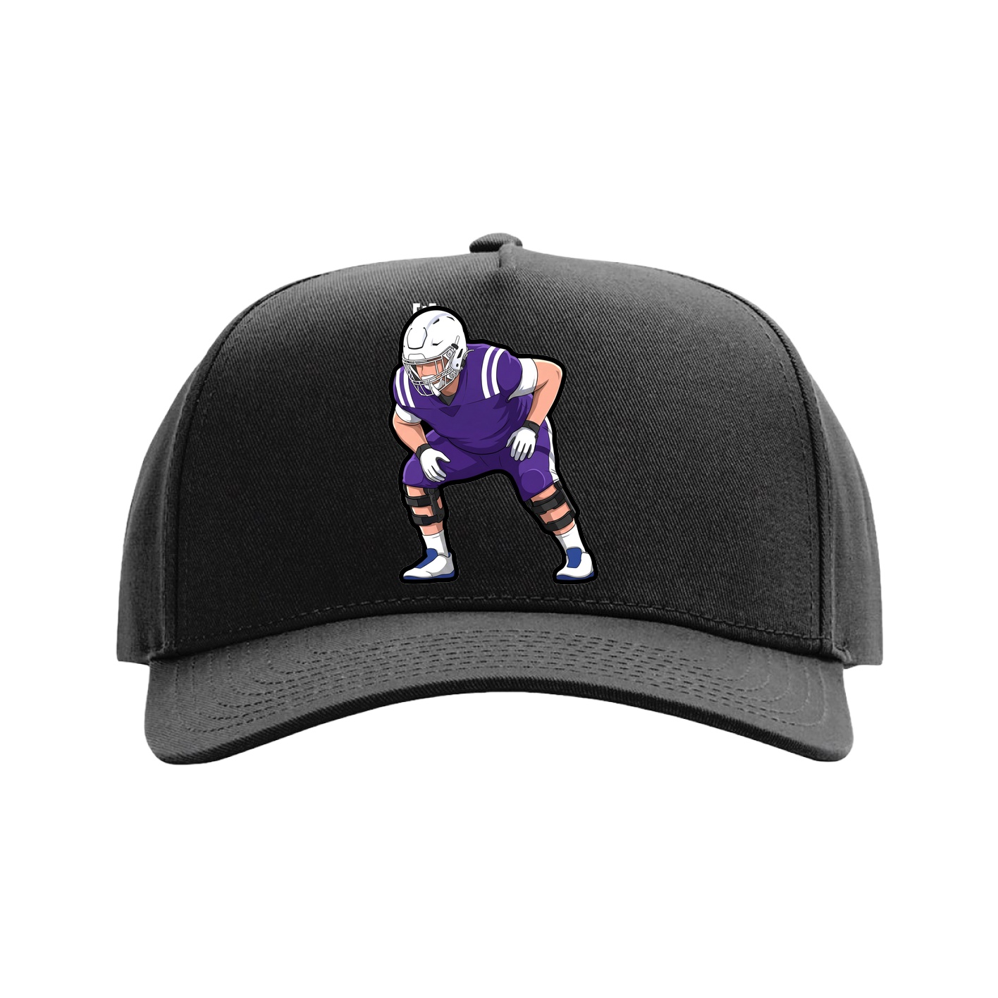 Full Fabric Five-Panel Champ Cap — Name Vertical in Black
