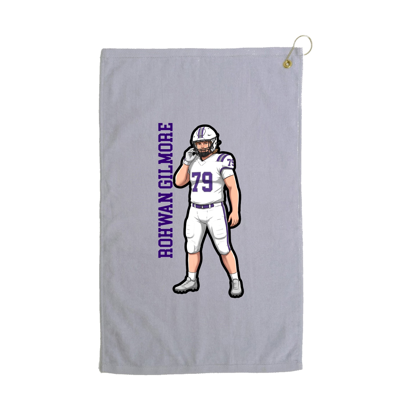 Golf Towel — Name Vertical in Grey