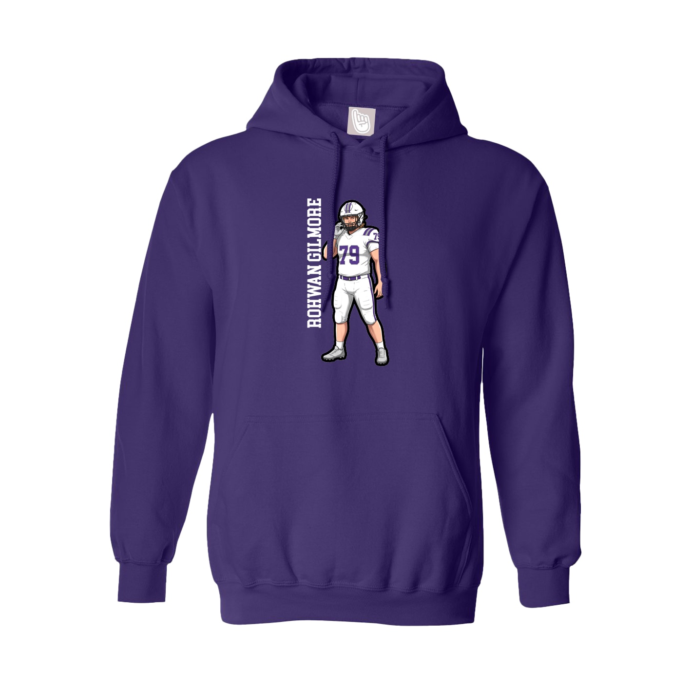 Hoodie — Name Vertical in Purple
