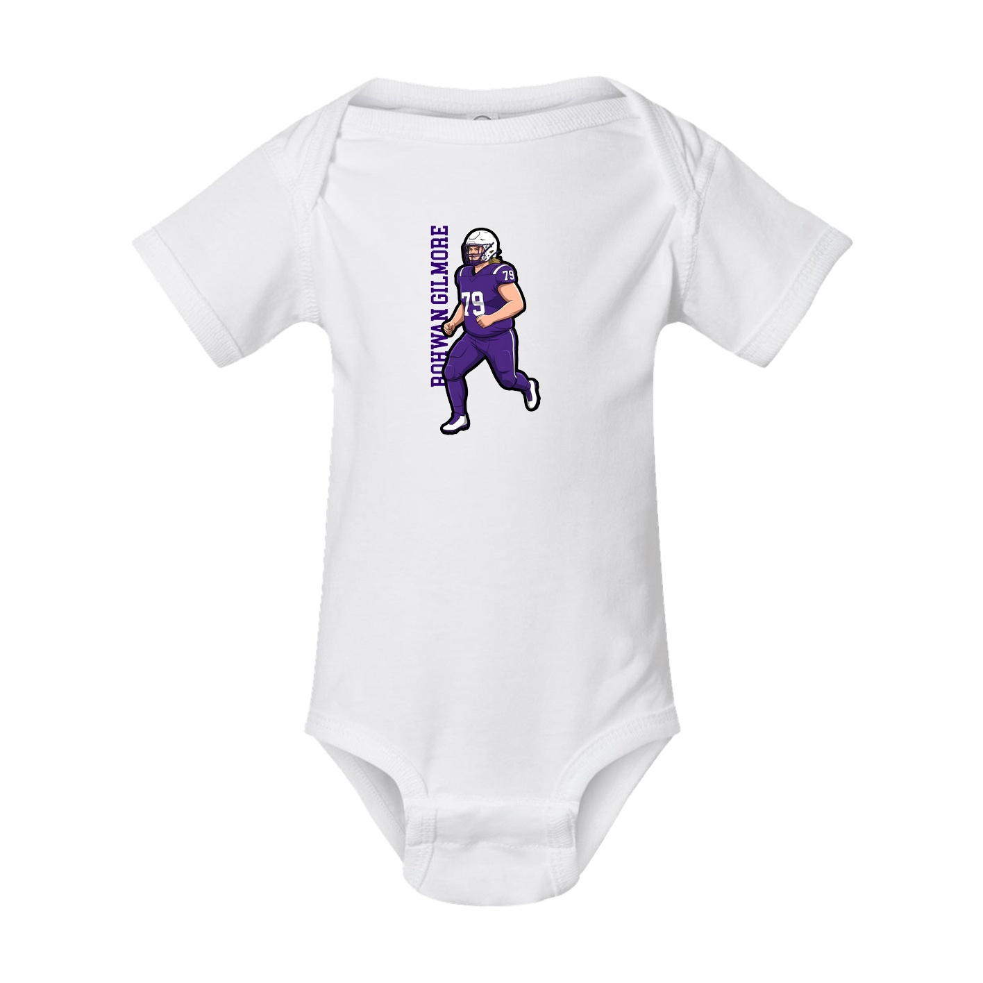 Baby Onesie — Name Vertical in White