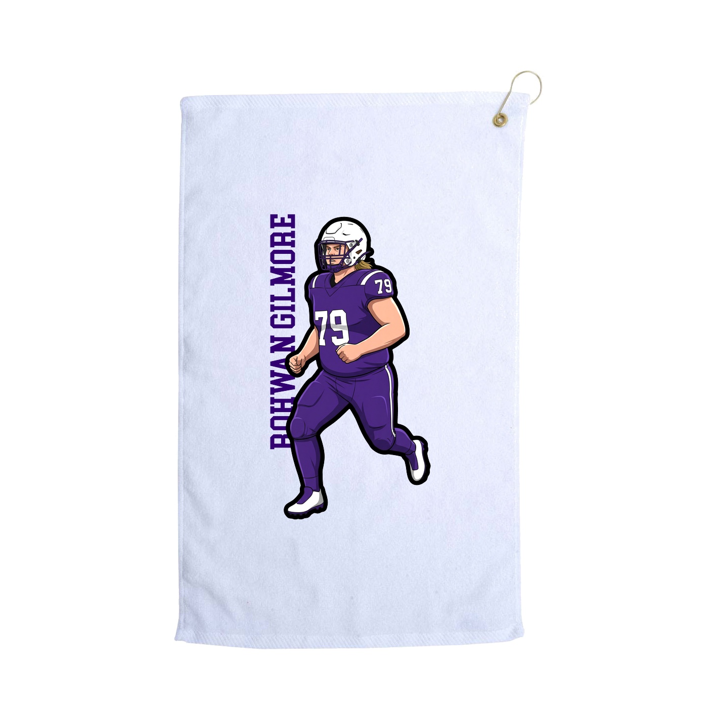 Golf Towel — Name Vertical in White