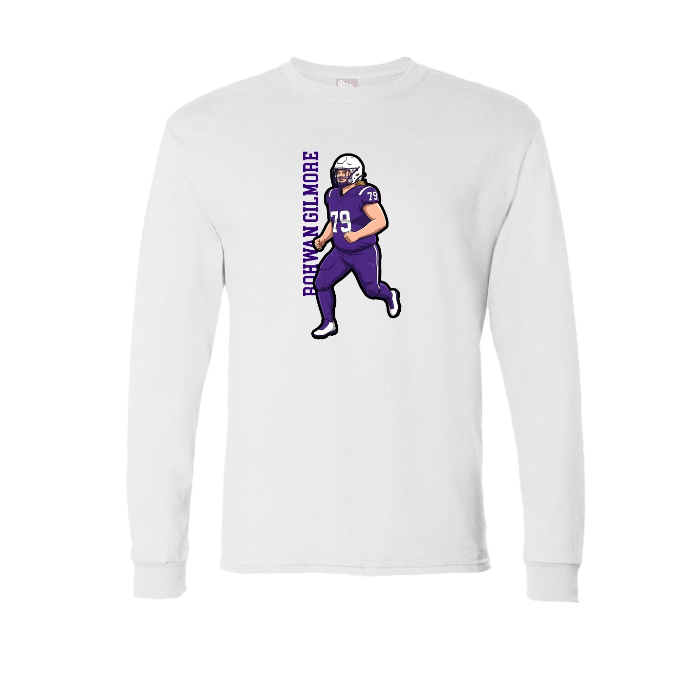 Long Sleeve Tee — Name Vertical in White