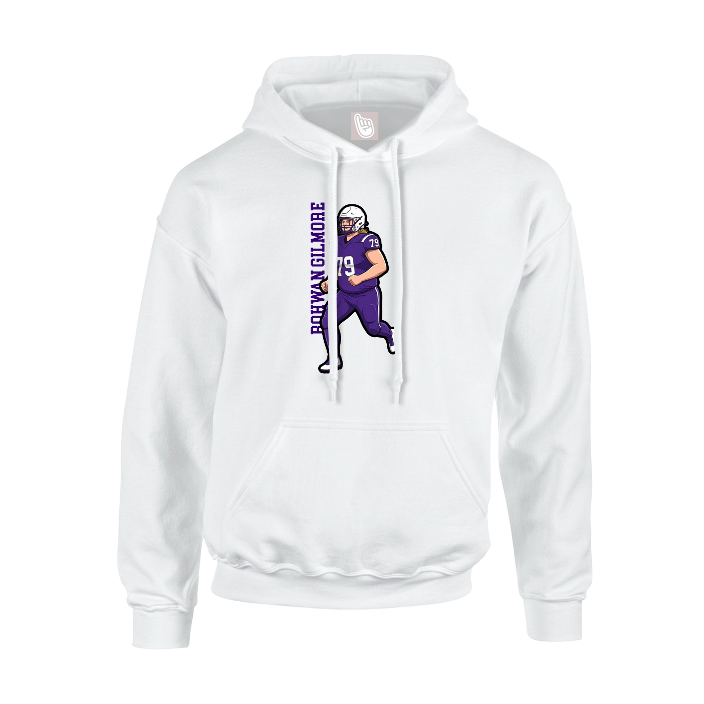 Youth Hoodie — Name Vertical in White