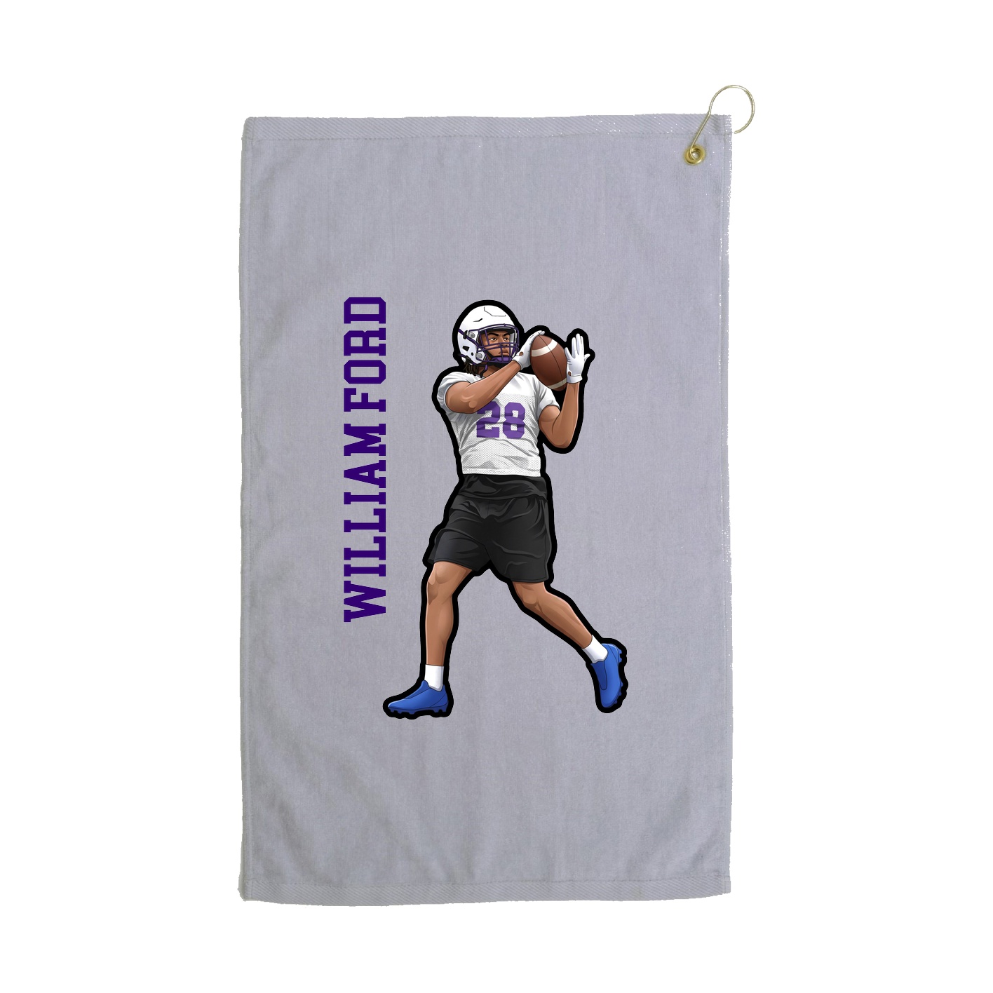 Golf Towel — Name Vertical in Grey