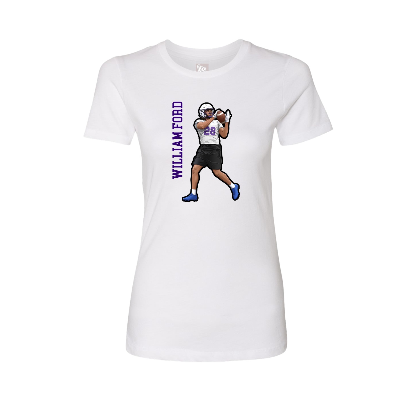 Fitted Women's Tee — Name Vertical in White