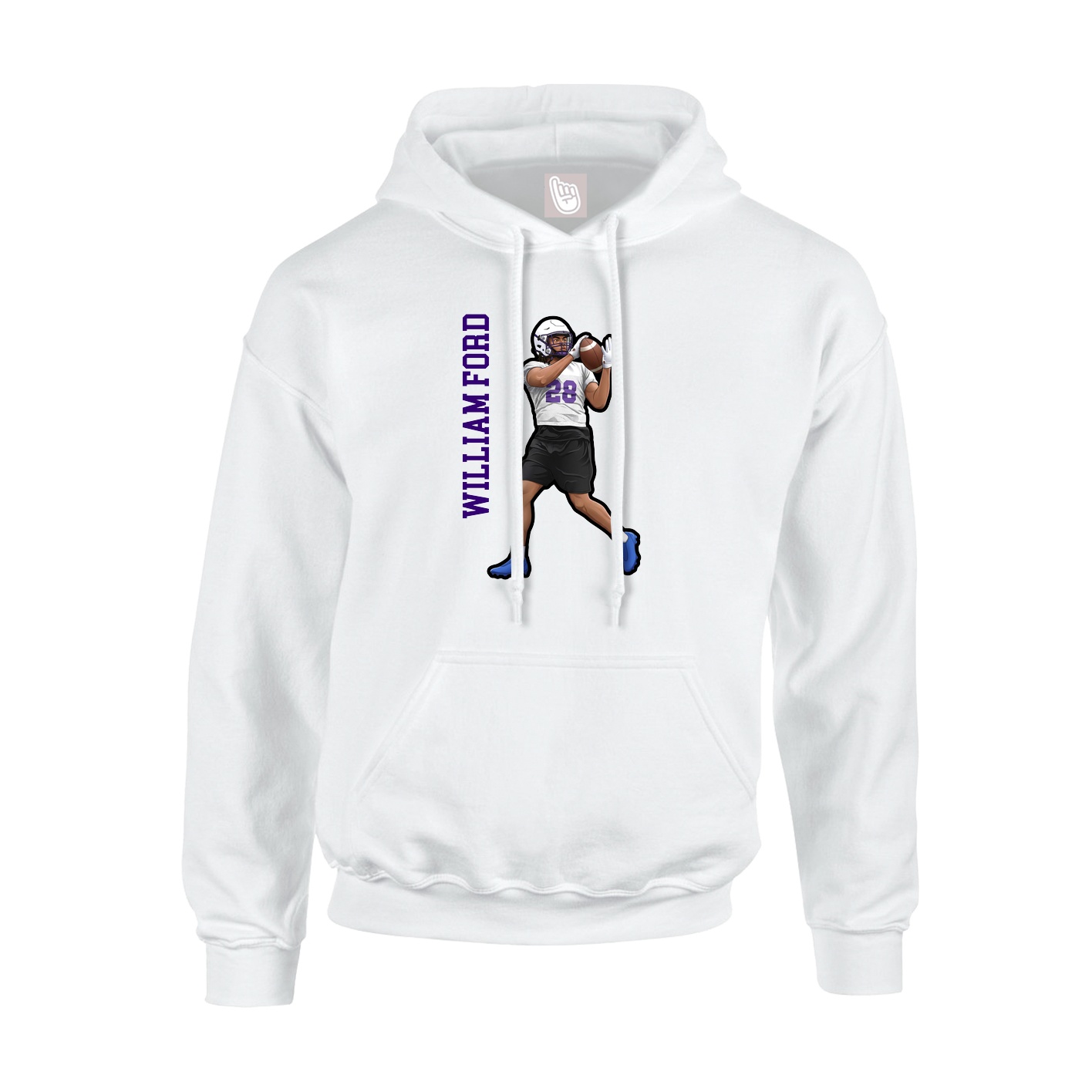 Hoodie — Name Vertical in White