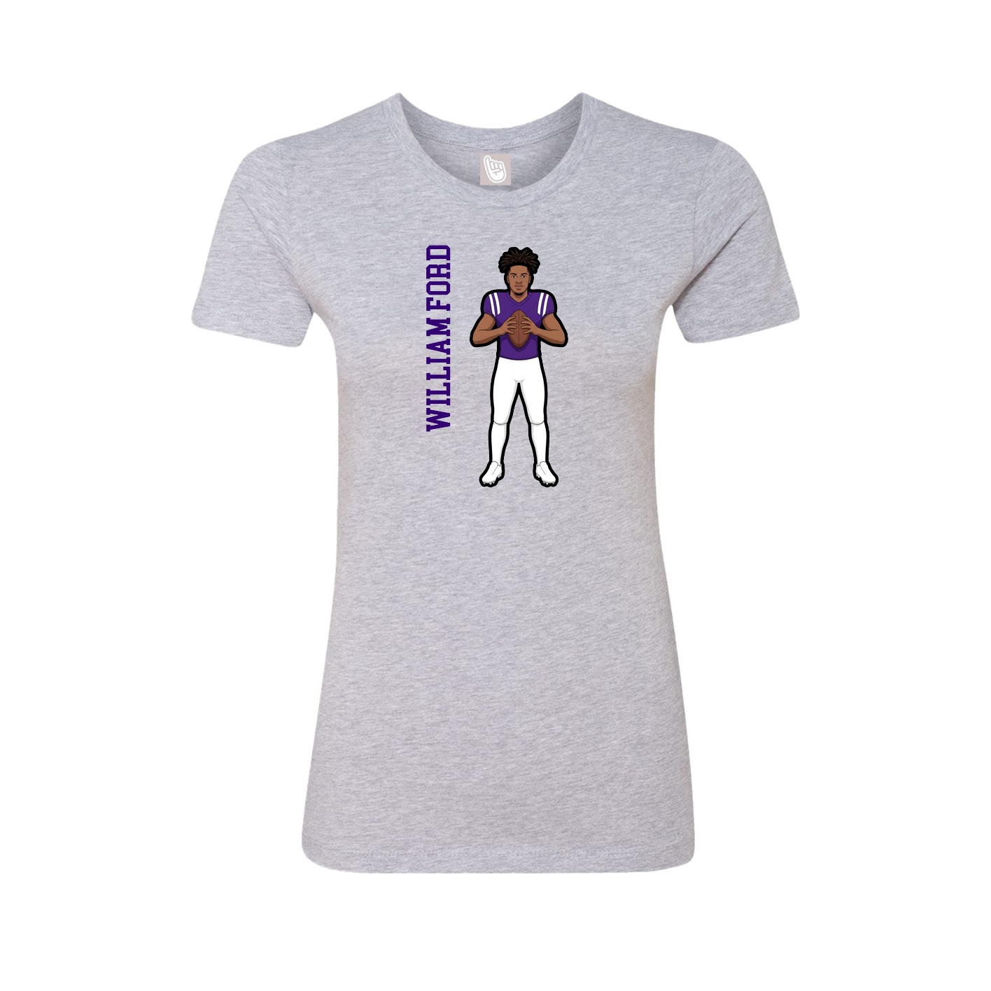 Fitted Women's Tee — Name Vertical in Grey