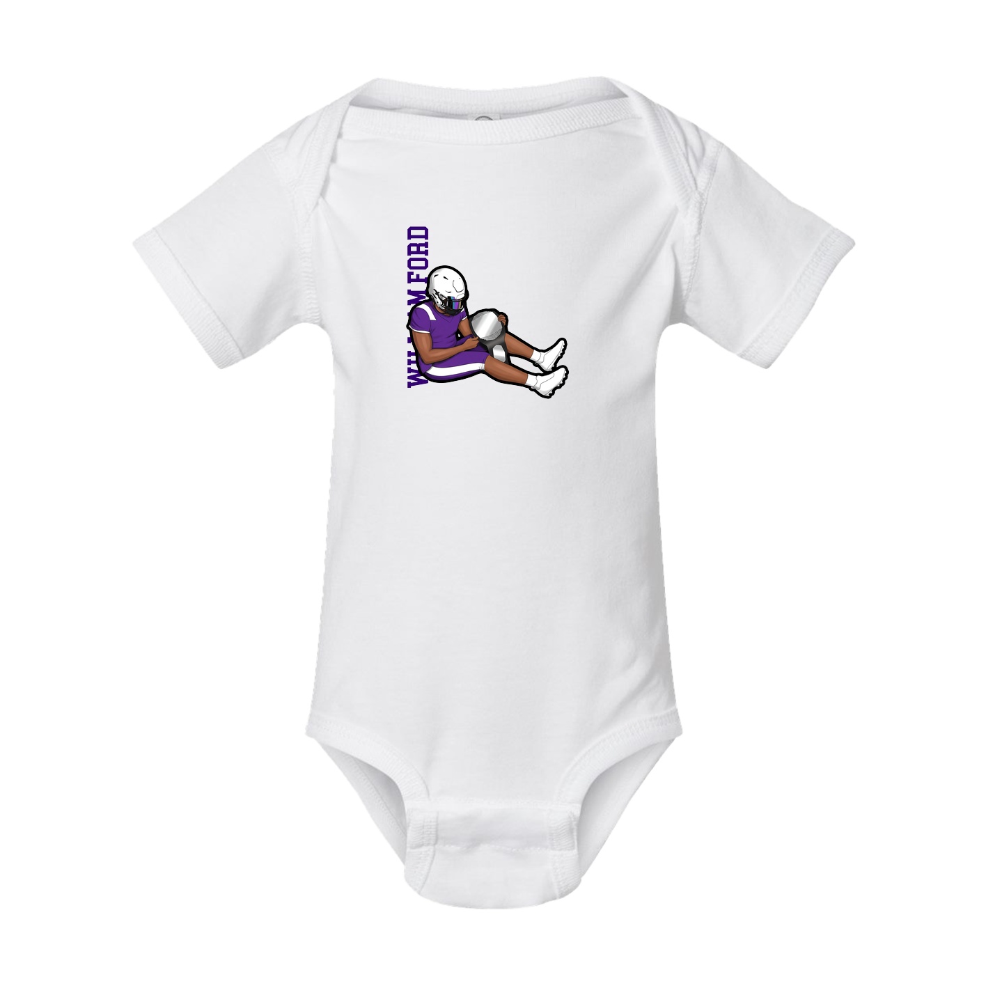 Baby Onesie — Name Vertical in White