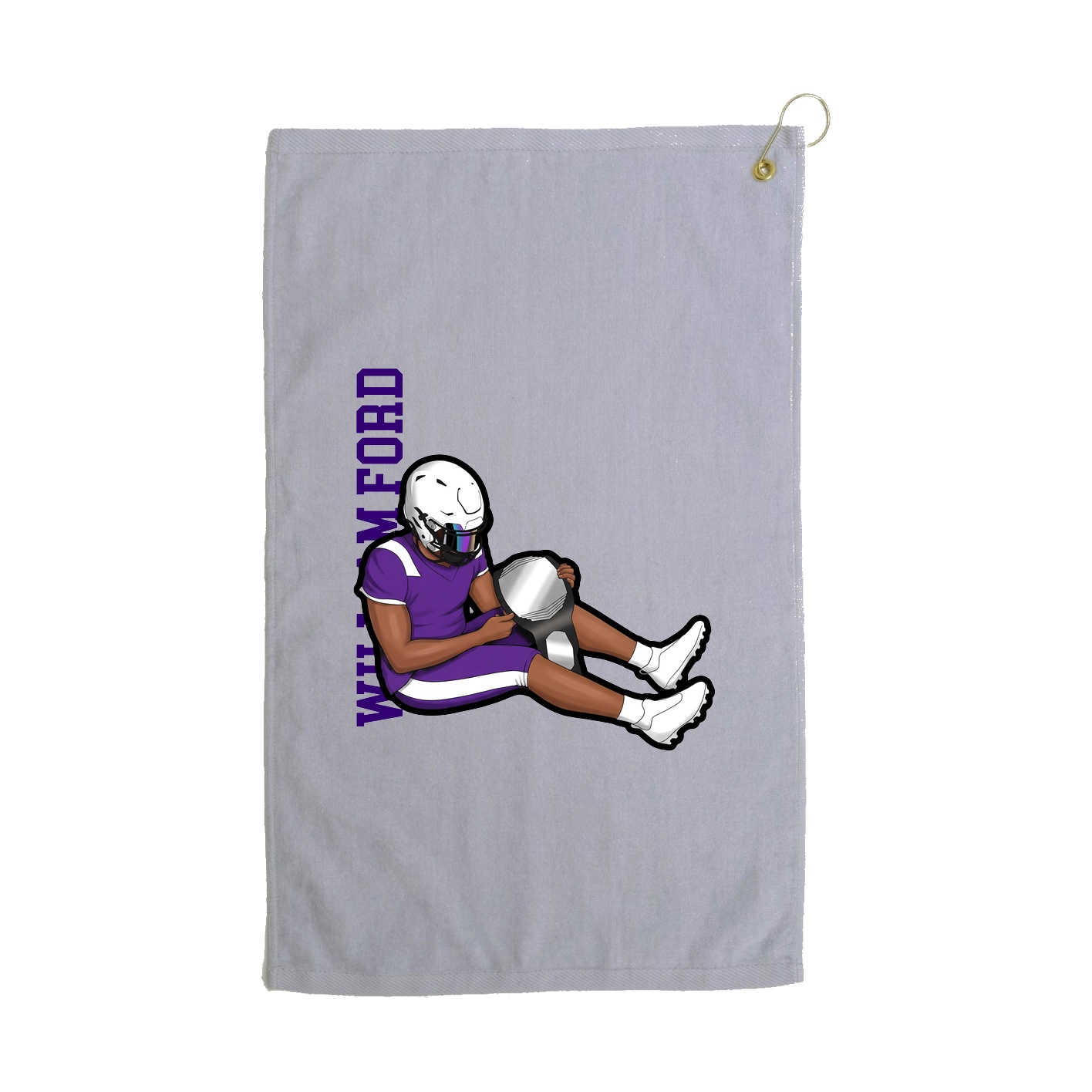 Golf Towel — Name Vertical in Grey