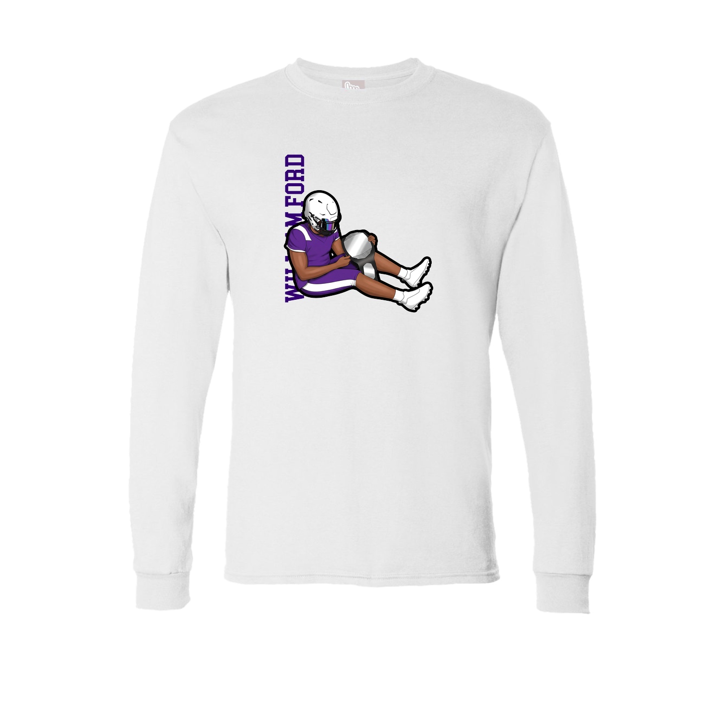 Long Sleeve Tee — Name Vertical in White