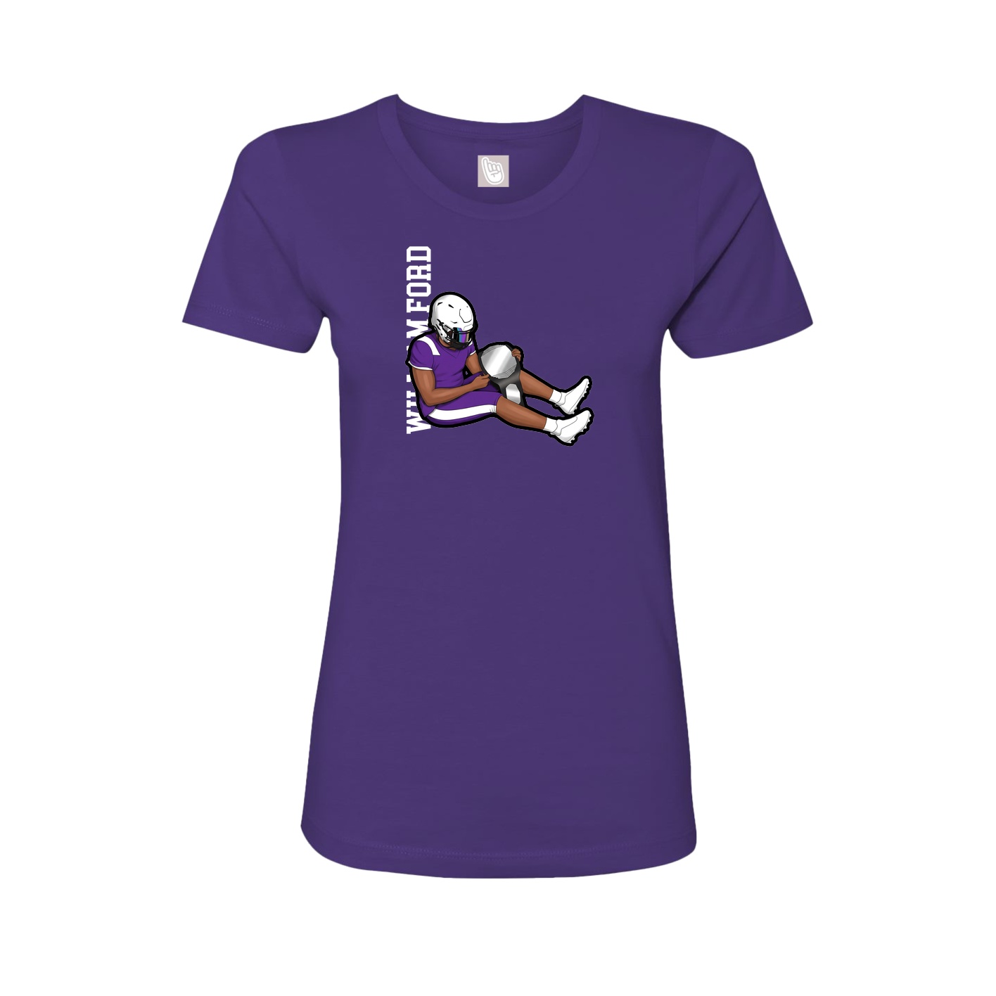 Fitted Women's Tee — Name Vertical in Purple
