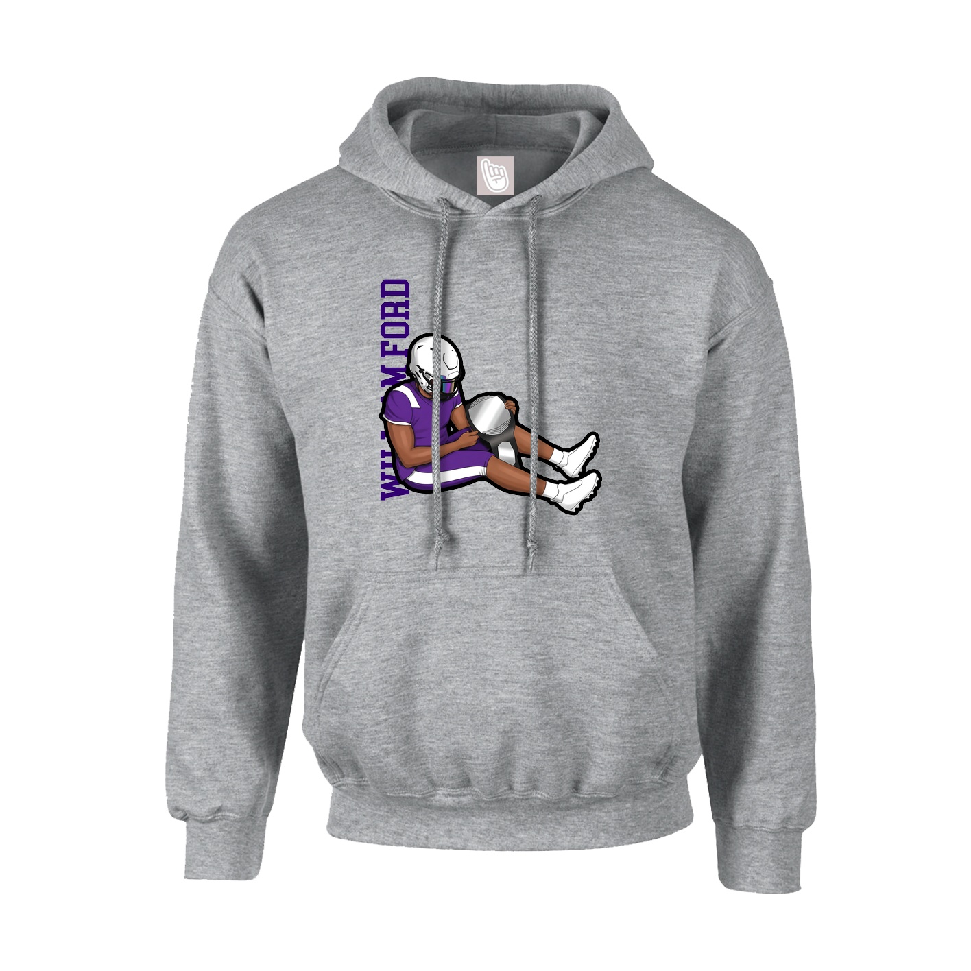 Hoodie — Name Vertical in Grey