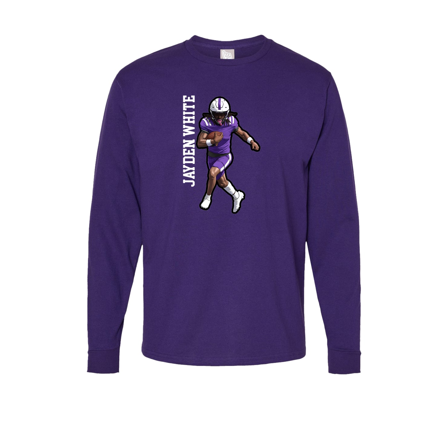 Long Sleeve Tee — Name Vertical in Purple