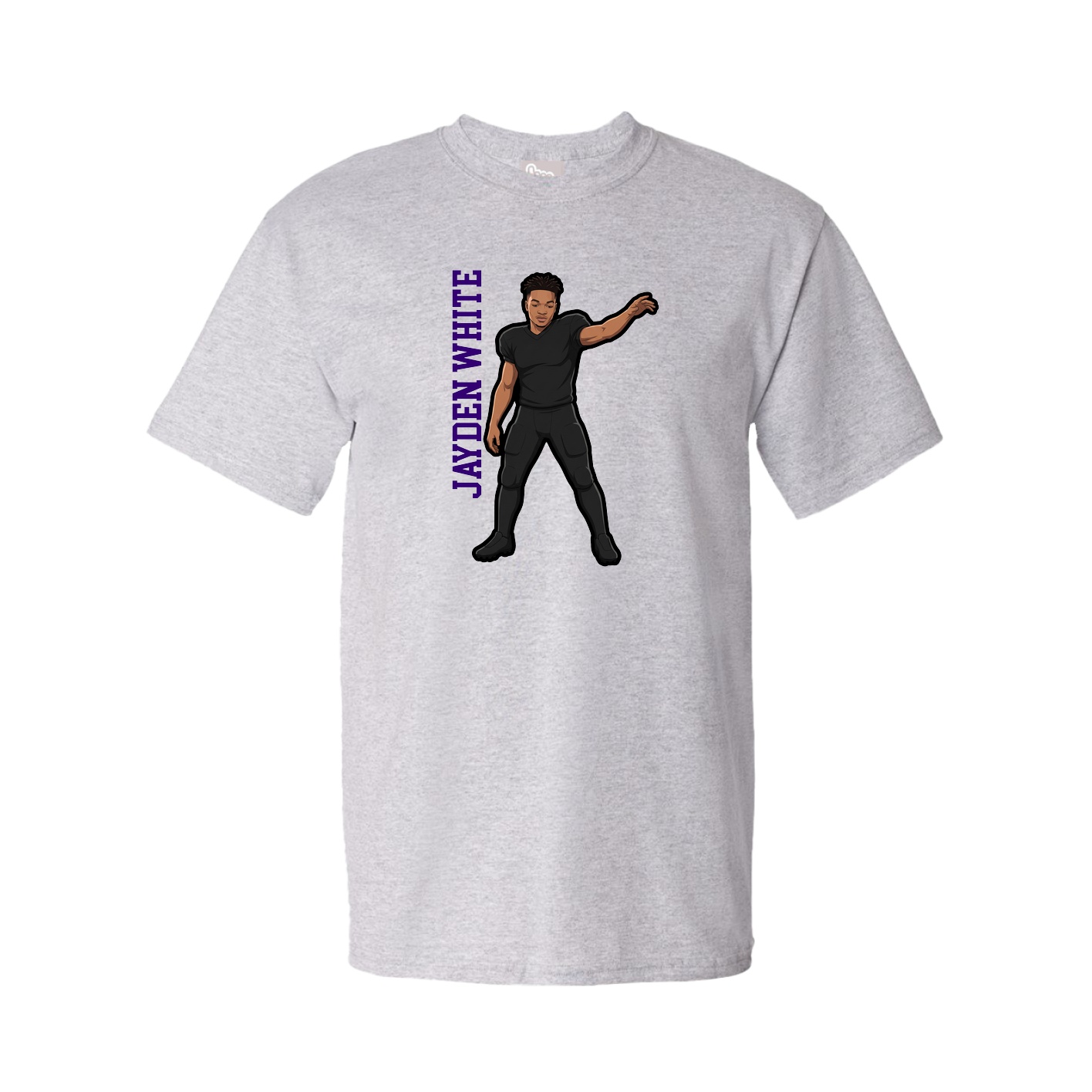 Youth Tee — Name Vertical in Grey
