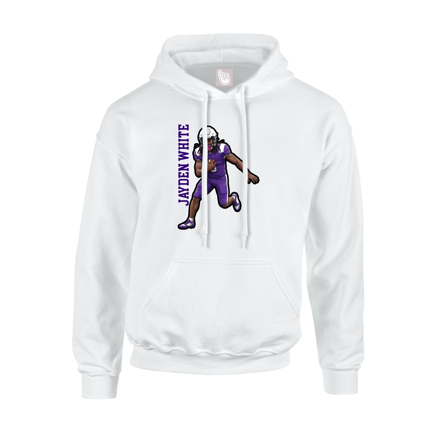 Youth Hoodie — Name Vertical in White