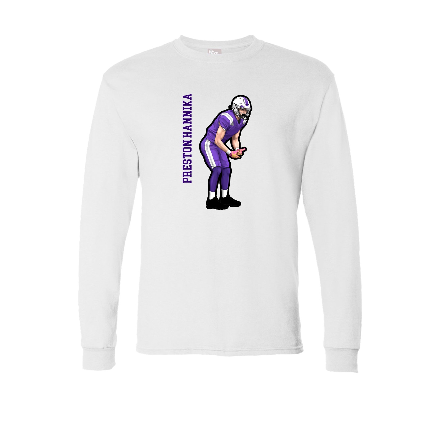 Long Sleeve Tee — Name Vertical in White